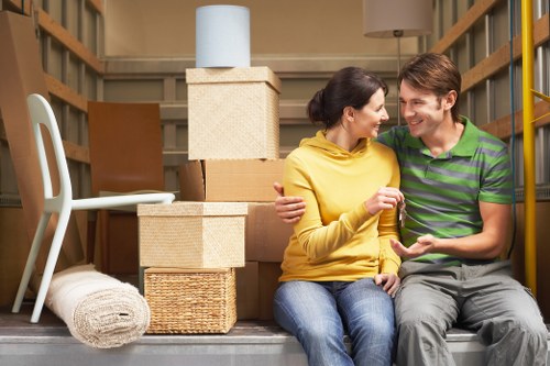 Carefully wrapped furniture prepared for apartment relocation